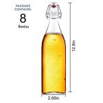 Encheng 32 oz Clear Glass Bottles with Air Tight Lids,Easy Cap Bottle for Beer and Home Brewing,Glass Kombucha Bottles with Stoppers,Swing Top Bottle for Beverages 8 Pack