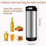 Julymoda 5 Gallon Ball Lock Keg, Stainless Steel Craft Beer Keg with Dual Rubber Handle, Equipment for Beer Making Kit, Corny Keg for Draft Beer Dispenser (20L)