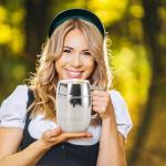 Goaste 4 Pack Stainless Steel Barrel Mugs, 15 OZ Double Walled Beer Stein with Strong Handle, Heat Insulated Metal Drinking Cup, Coffee Tea Camping Travel Tumblers for Hot or Cold Beverages