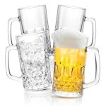 Whisquor Glass Beer Mug Set, 22OZ German Beer Glasses Set Of 4 to Serve Ales and Lagers, Freezer Beer Mugs for Birthdays, Housewarming Parties