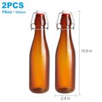 JOBVERT 2 Pack Amber Glass Beer Bottles, 16oz Swing Top Glass Bottles with Airtight Lid for Home Brewing,Kombucha, Vanilla Extract, Coquito, Vinegar, Beer