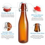 JOBVERT 2 Pack Amber Glass Beer Bottles, 16oz Swing Top Glass Bottles with Airtight Lid for Home Brewing,Kombucha, Vanilla Extract, Coquito, Vinegar, Beer