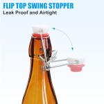 JOBVERT 2 Pack Amber Glass Beer Bottles, 16oz Swing Top Glass Bottles with Airtight Lid for Home Brewing,Kombucha, Vanilla Extract, Coquito, Vinegar, Beer