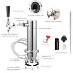 MRbrew Single Tap Draft Beer Tower, Support Countertop and Kegerator Installation, Stainless Core Beer Faucet Stainless Steel 3'' Flange Brewing Tower Dispenser Kit with Self-Closing Faucet Spring