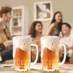 Momugs 20 OZ Beer Stein Mugs, German Clear Large Tall Beer Glasses With Handle for Men, Vertical Bar Mug Set of 2