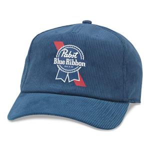AMERICAN NEEDLE Pabst Blue Ribbon Beer Baseball Adjustable Dad Hat, Printed Corduroy, Royal Blue (PBC-2006A-ROY)