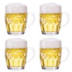 TUSAPAM Dimple Stein Beer Mug Set, 20 oz Beer Glasses with Handle, Glass Beer Mugs, Dishwasher and Freezer Safe, Clear and Sturdy, Set of 4