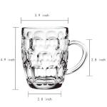 TUSAPAM Dimple Stein Beer Mug Set, 20 oz Beer Glasses with Handle, Glass Beer Mugs, Dishwasher and Freezer Safe, Clear and Sturdy, Set of 4