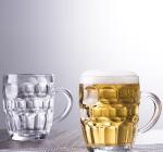 TUSAPAM Dimple Stein Beer Mug Set, 20 oz Beer Glasses with Handle, Glass Beer Mugs, Dishwasher and Freezer Safe, Clear and Sturdy, Set of 4