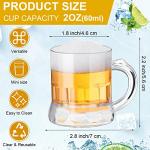 Yinder 100 Pieces 2 oz Mini Beer Mug Plastic Shot Glasses Beer Mug Glass with Handles Clear Mini Solid Base Reusable Stein Tasting Glasses for Vodka, Whiskey, Espresso, Birthday, BBQ Party