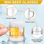Yinder 100 Pieces 2 oz Mini Beer Mug Plastic Shot Glasses Beer Mug Glass with Handles Clear Mini Solid Base Reusable Stein Tasting Glasses for Vodka, Whiskey, Espresso, Birthday, BBQ Party
