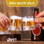 Yinder 100 Pieces 2 oz Mini Beer Mug Plastic Shot Glasses Beer Mug Glass with Handles Clear Mini Solid Base Reusable Stein Tasting Glasses for Vodka, Whiskey, Espresso, Birthday, BBQ Party