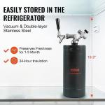 Beer Growler Tap System, 128Oz 4L Mini Keg, 304 Stainless Steel Pressurized Beer Growler, Keg Growler with Pressure Display, CO2 Regulator Faucet, Leak-Proof Ring For Draft, Homebrew, Craft Beer