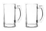 TUSAPAM Heavy Beer Mugs Set, 16oz Glass Mugs With Handle, Beer Glasses For Freezer, 500ml Beer Drinking Glasses, Traditional Stein For Bar, Alcohol, Beverages,Coffee, Teas, Set of 2
