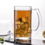 TUSAPAM Heavy Beer Mugs Set, 16oz Glass Mugs With Handle, Beer Glasses For Freezer, 500ml Beer Drinking Glasses, Traditional Stein For Bar, Alcohol, Beverages,Coffee, Teas, Set of 2