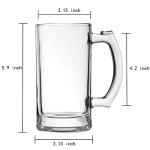 TUSAPAM Heavy Beer Mugs Set, 16oz Glass Mugs With Handle, Beer Glasses For Freezer, 500ml Beer Drinking Glasses, Traditional Stein For Bar, Alcohol, Beverages,Coffee, Teas, Set of 2