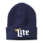 AMERICAN NEEDLE Miller Lite Beer Cuffed Knit Beanie, Navy, One Size Fits Most (21019A-MLITE-NAVY)