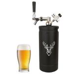 Beer Growler Tap System,128Oz Portable Mini Keg Draft Beer Dispenser with Foldable Funne and Pressure Display,Stainless Steel Pressurized Beer Growler, Leak-Proof Ring, Homebrew, Craft Beer