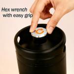 Beer Growler Tap System,128Oz Portable Mini Keg Draft Beer Dispenser with Foldable Funne and Pressure Display,Stainless Steel Pressurized Beer Growler, Leak-Proof Ring, Homebrew, Craft Beer