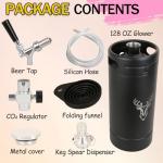 Beer Growler Tap System,128Oz Portable Mini Keg Draft Beer Dispenser with Foldable Funne and Pressure Display,Stainless Steel Pressurized Beer Growler, Leak-Proof Ring, Homebrew, Craft Beer