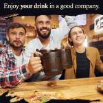 Handmade Wooden Beer Mug with Stainless Steel Cup