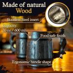 Handmade Wooden Beer Mug with Stainless Steel Cup