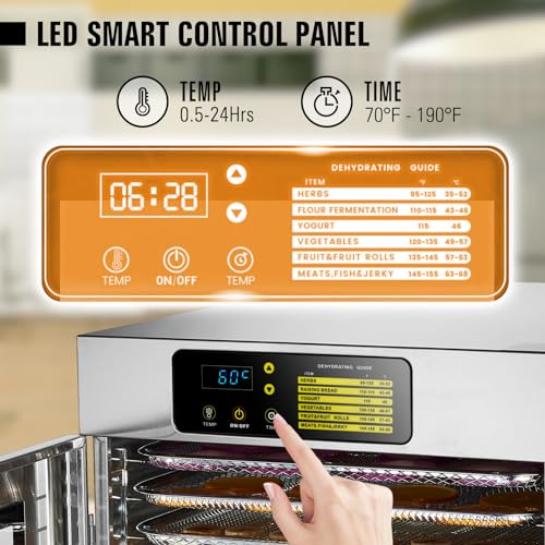 16-Tray Commercial Food Dehydrator with Adjustable Timer