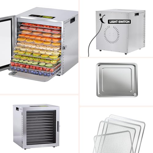 Commercial 1000W Food Dehydrator with 12 Trays