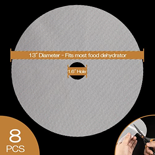 8 Pack Round Silicone Dehydrator Sheets - Reusable