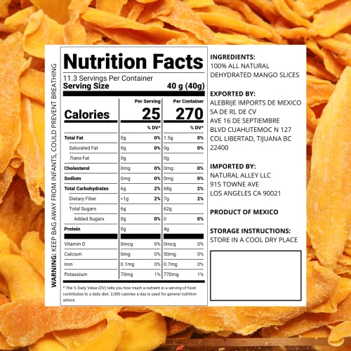 Organic Dried Mango Slices - 1 lb Non-GMO