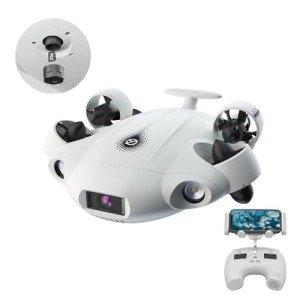 【2024 New】V-EVO 4K60FPS Underwater Drone Kit with Removal SD Card, QYSEA AI Vision Lock 360° Omnidirectional Movement Underwater ROV with Depth Hold, Portable Robot with VR Control, Posture Lock