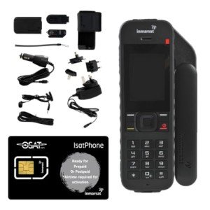 OSAT Inmarsat IsatPhone 2.1 Satellite Phone Telephone Handset with Prepaid/Postpaid SIM Card - Ready to Activate - Voice, SMS Messenging, GPS Tracking, Global Coverage, SOS Emergency - Black