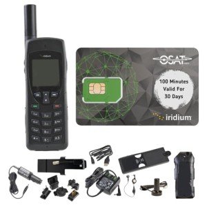 OSAT Iridium 9555 Satellite Phone Telephone & Prepaid SIM Card with 100 Minutes / 30 Day Validity - Voice, Text Messaging SMS Global Coverage - Black