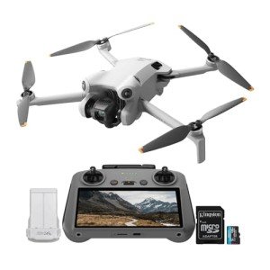 DJI Mini 4 Pro (DJI RC 2) Drone with 128GB Memory Card- Lightweight and Foldable Mini Camera Drone with 4K HDR Video, True Vertical Shooting, 5.5" DJI RC 2 and Intelligent Features (2 Items)