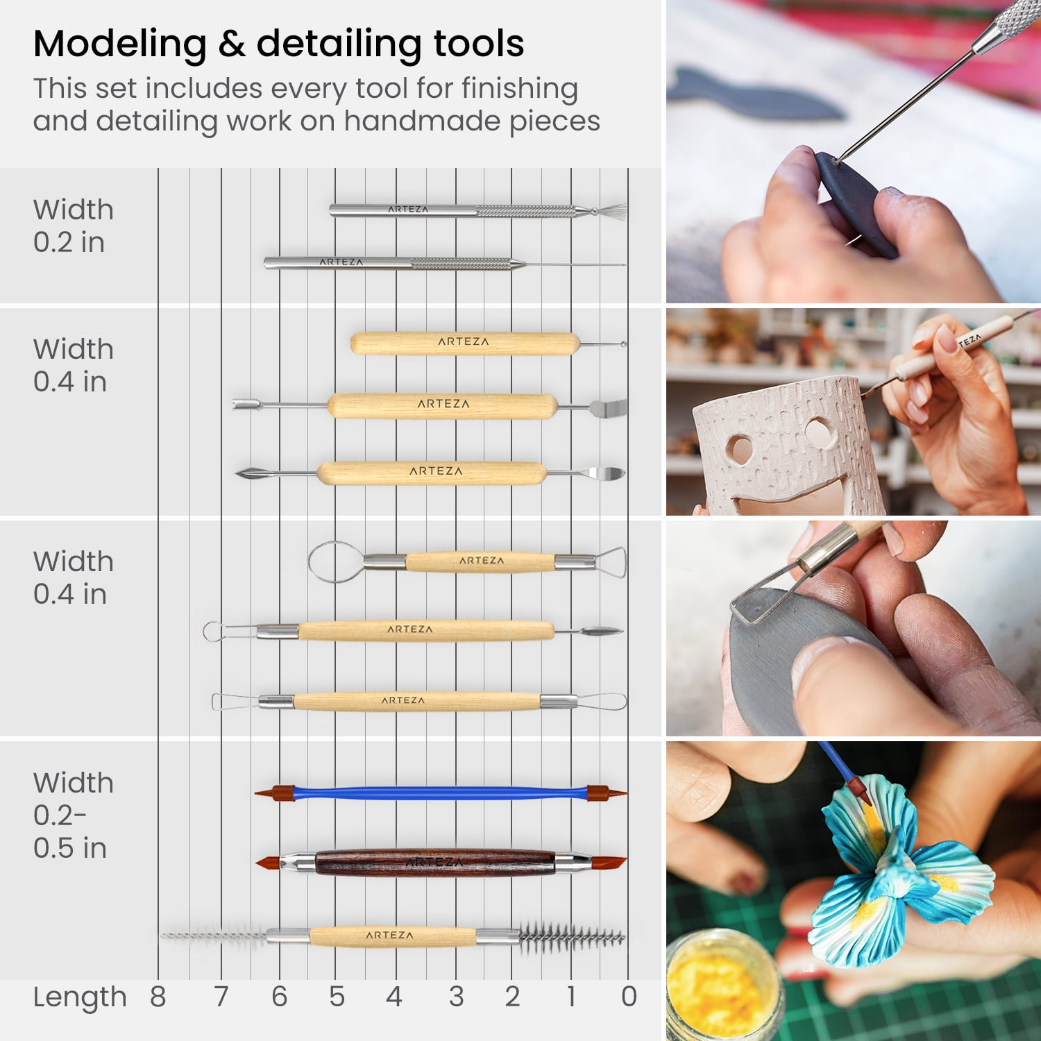 42-Piece Ceramic & Polymer Clay Sculpting Tool Set