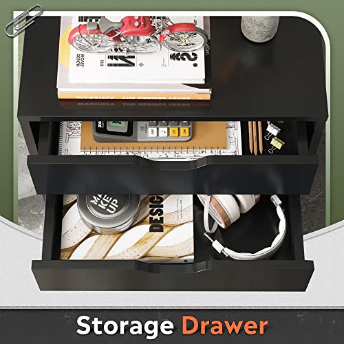 7-Drawer Wood Storage Chest with Wheels, Black