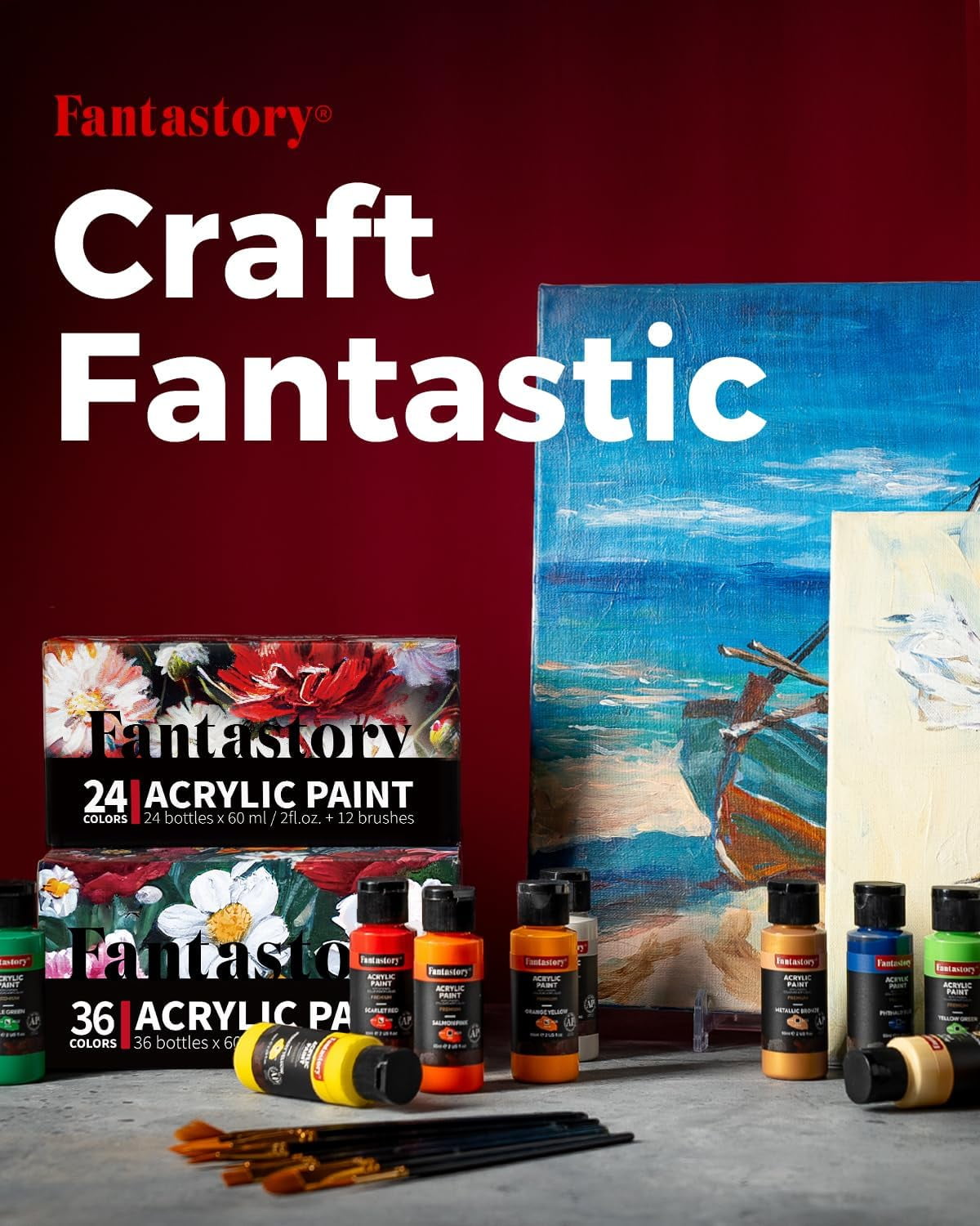 24-Piece Acrylic Paint Set by Fantastory