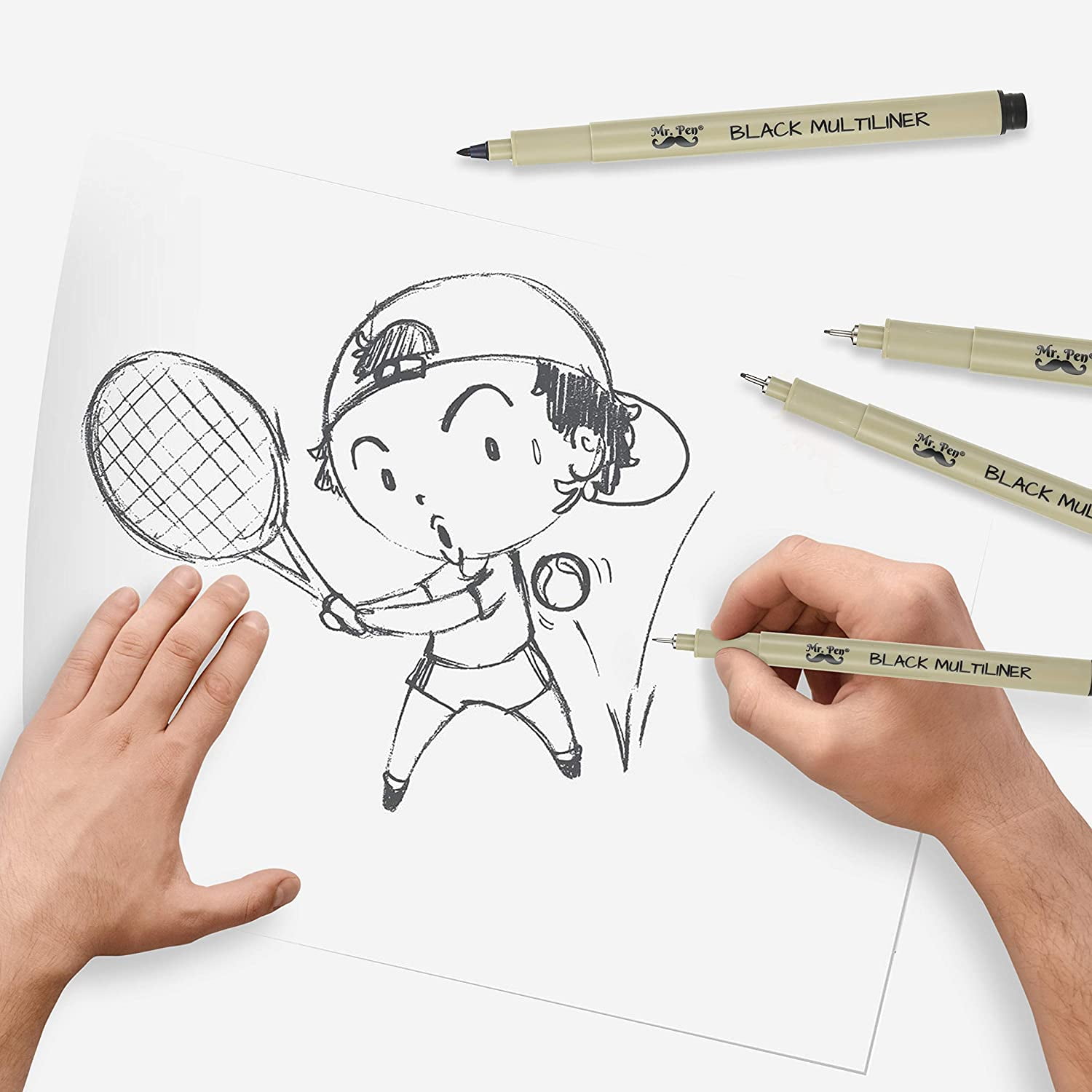 Mr. Pen 8-Pack Black Drawing Fineliner Pens
