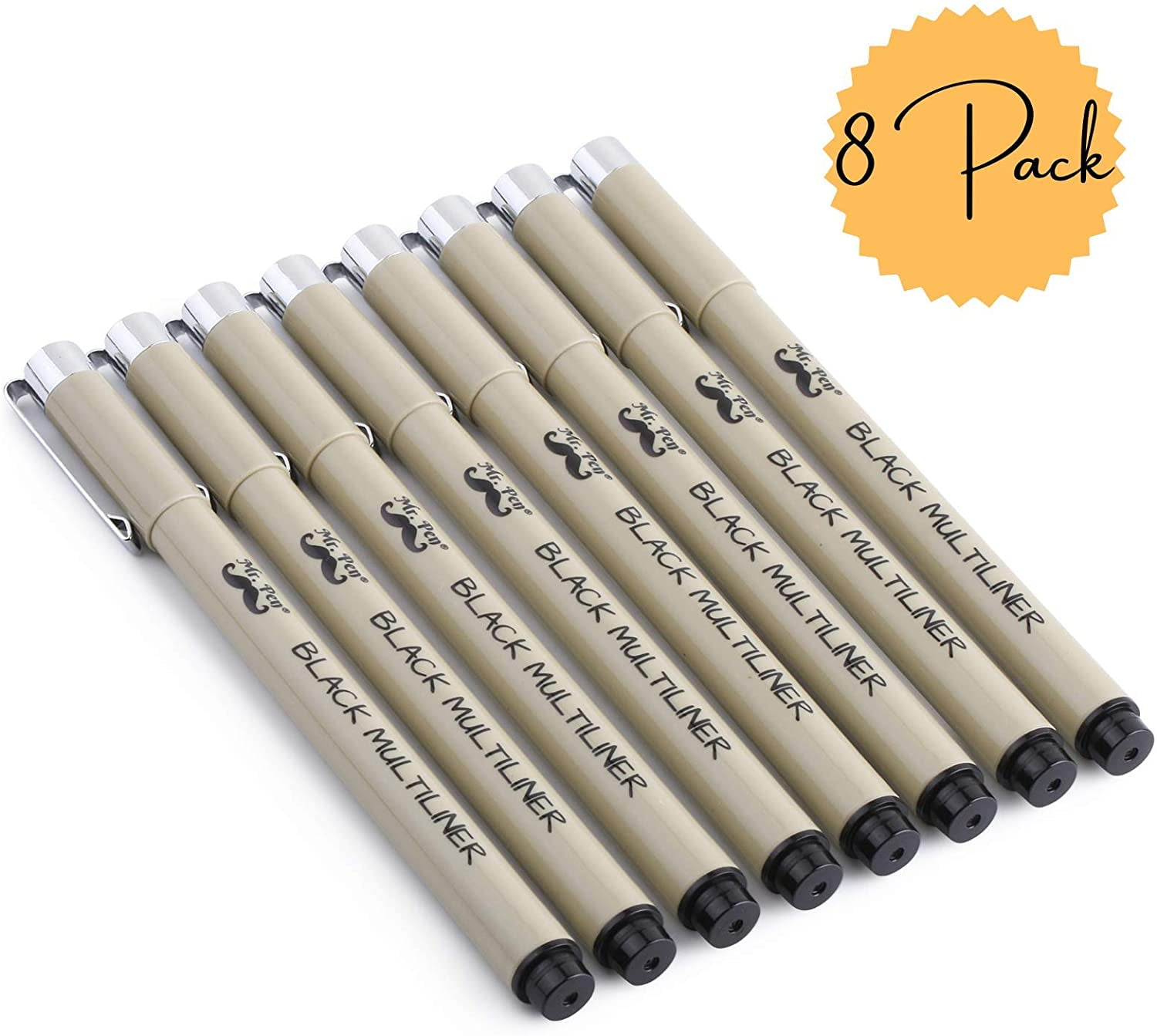 Mr. Pen 8-Pack Black Drawing Fineliner Pens