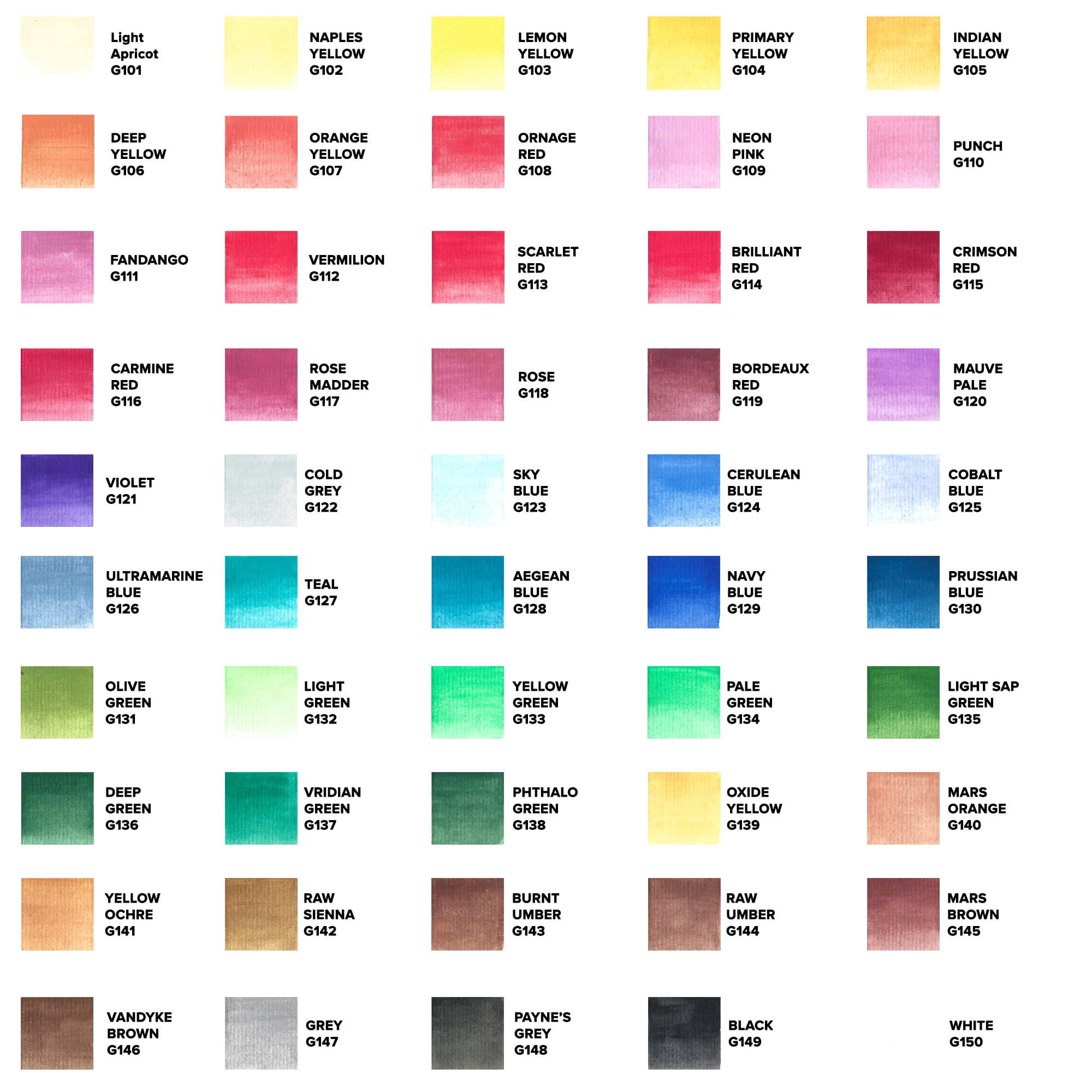 50-Piece GenCrafts Gouache Paint Tube Set