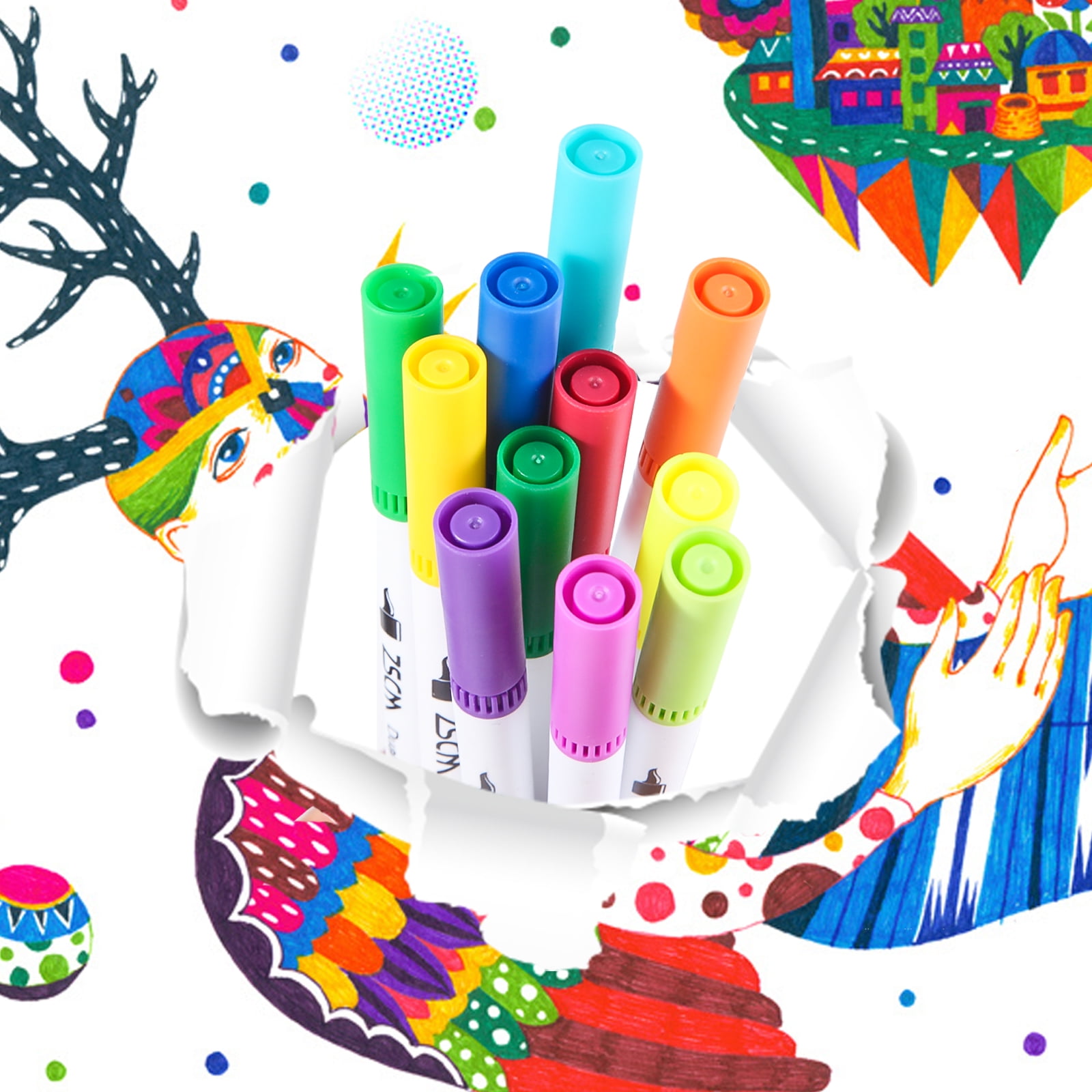 100 Color Duo Tip Brush Markers for Art