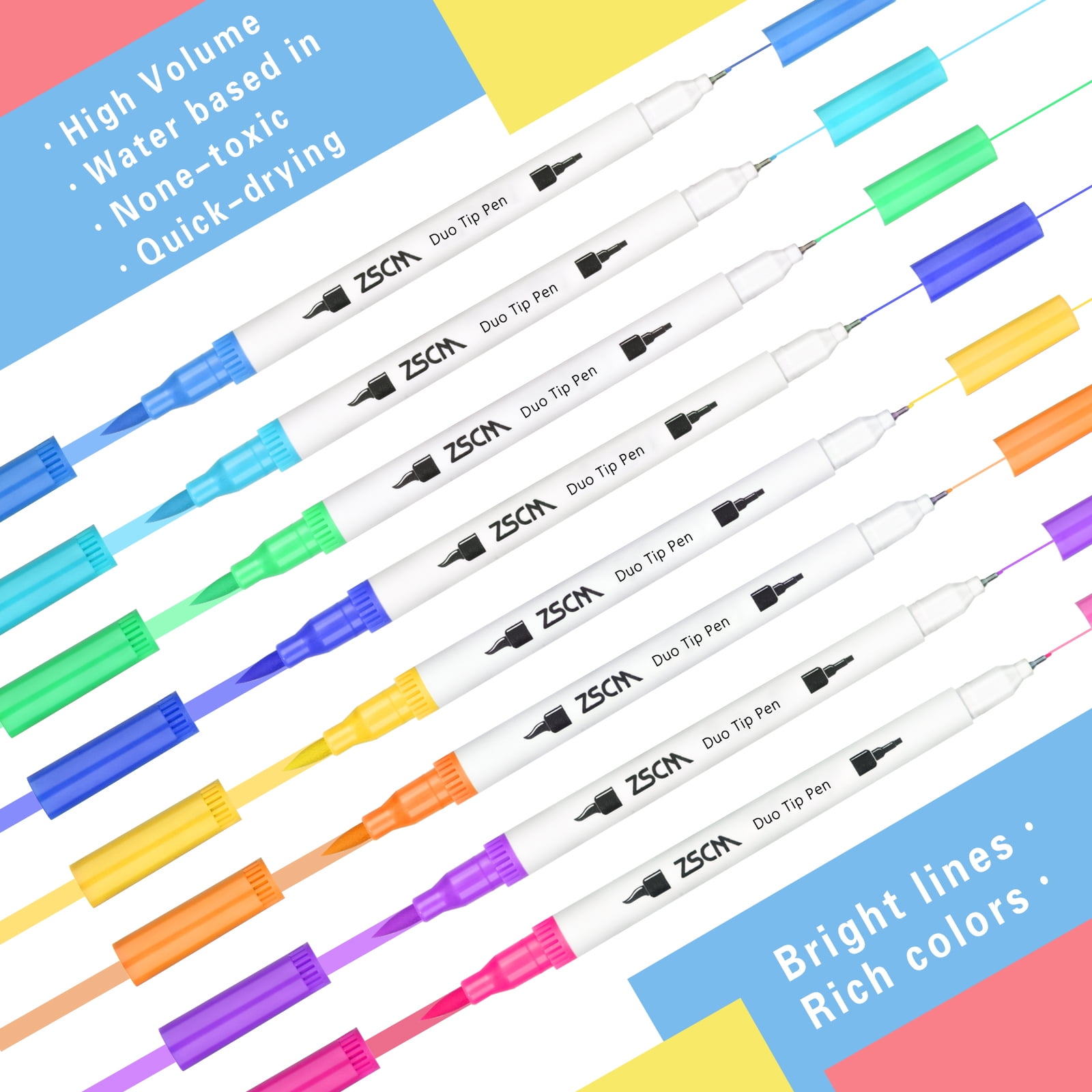 100 Color Duo Tip Brush Markers for Art
