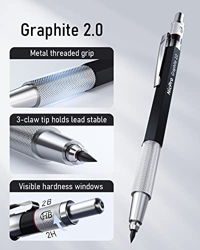 Nicpro 6-Piece Mechanical Pencil Set with Accessories