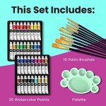 Chalkola 36-Piece Watercolor Paint Set with Brushes