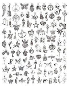 Silver Tibetan Charms for Jewelry Making - 100 PCS