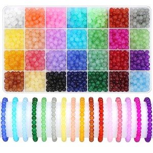 1400-Piece 6mm Round Glass Beads Set