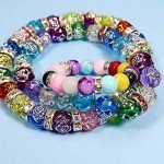 Silver Rondelle Spacer Beads with Crystal Stones, 100 pcs