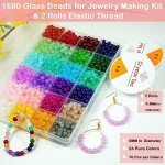 1200 Colorful 6mm Glass Beads for Crafts