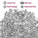 Silver Metal Spacer Beads for Jewelry Making, 900pcs