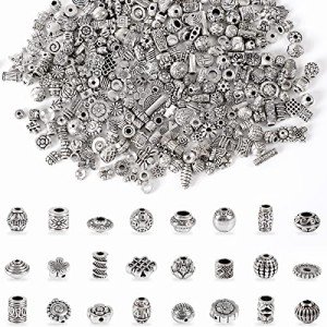 300Pcs Silver Antique Spacer Beads for DIY Jewelry